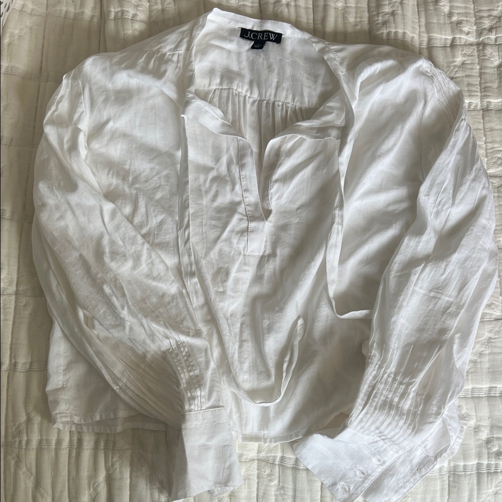 J. Crew White Long-Sleeve Cotton blouse